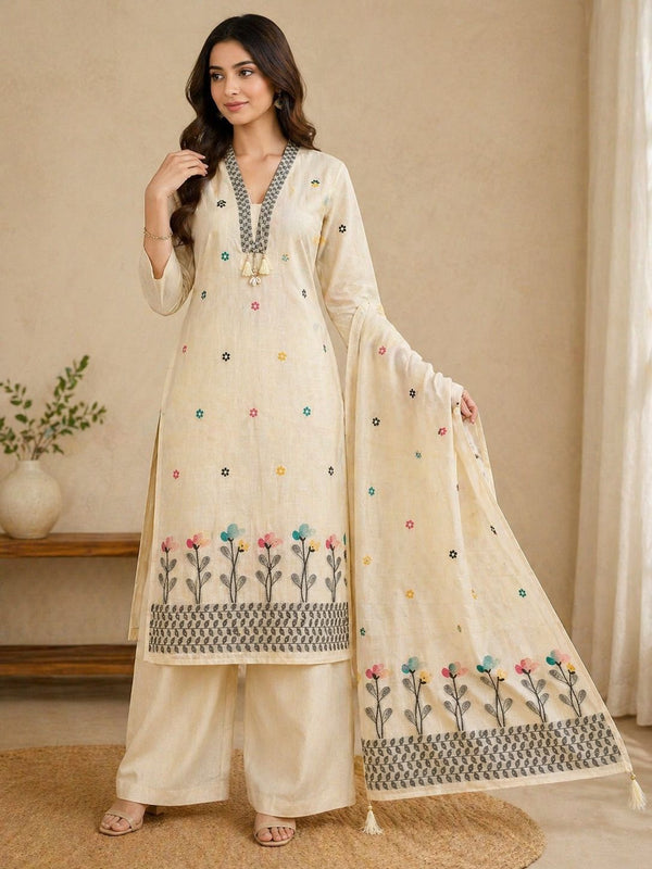 Full Stitched Pure Cotton digital print designer suit with knot work and same fabric bottom with wand pure cotton digital print Dupatta
