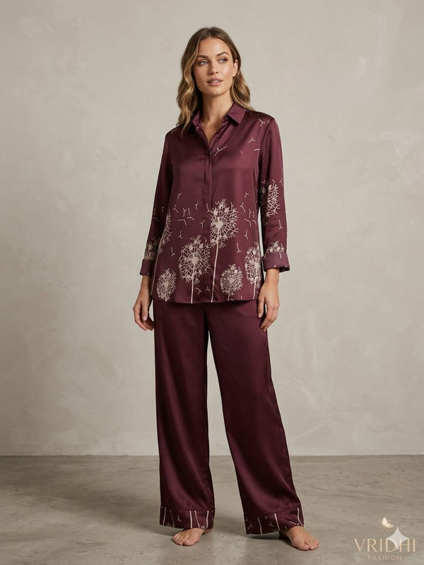 Full Stitched designer print cord suit on pure masleen with pure masleen bottom